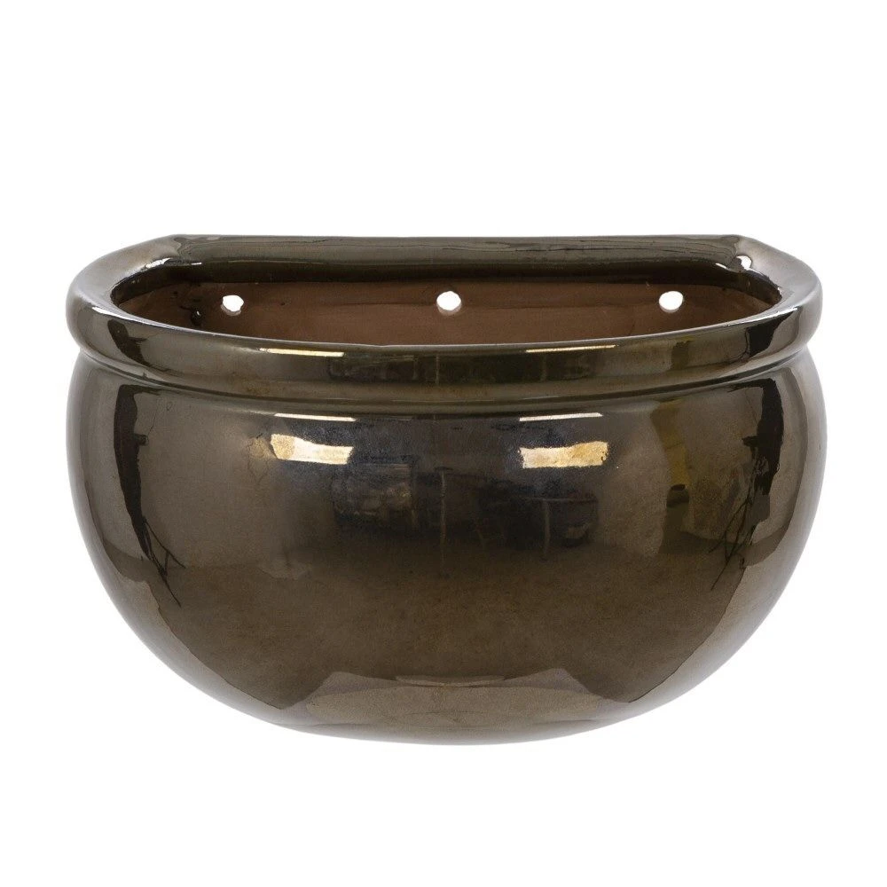 Woodlodge 26cm Bronze Glazed Blossom Wall Pot 3 Woodlodge 26cm Bronze Glazed Blossom Wall Pot