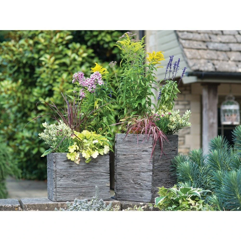 Woodlodge 25cm Square Driftwood Planter 4 Woodlodge 25cm Square Driftwood Planter - Image 2