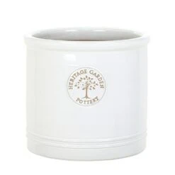 Woodlodge 38cm White / Cream Glazed Heritage Cylinder Pot -Cheap Shrub And Spray Store 5021346500646 3